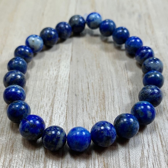 8mm Lapis Lazuli Chakra Stretch Bead Bracelet - Picture 4 of 7